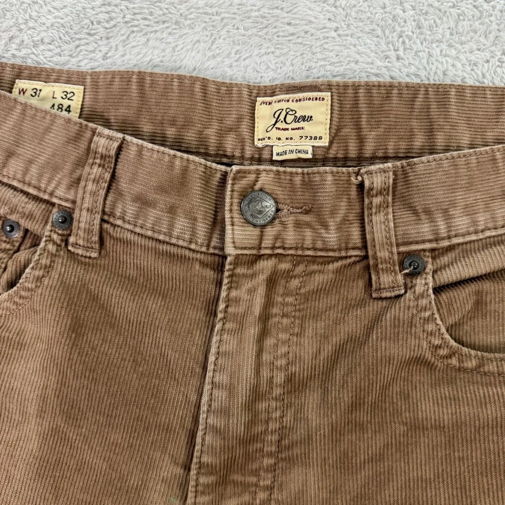 J. Crew 484 Slim Fit Mens 31x32 Corduroy Pants Tan Stretch Extra Slim Narrow